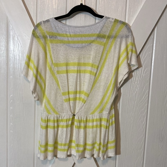 Anthropologie Postmark Yellow Stripe Linen Top - Picture 5 of 10